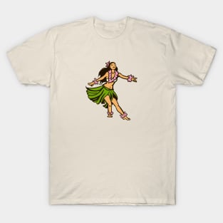 Retro Hawaiian Hula Dancer Illustration T-Shirt